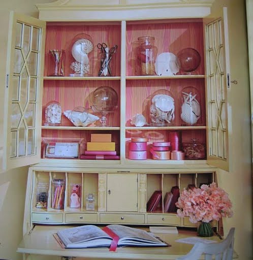 Paper the inside of a cabinet!